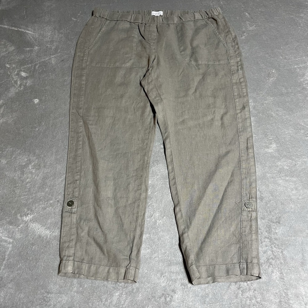 J. Jill Olive Green Wide Leg Linen Blend Pants